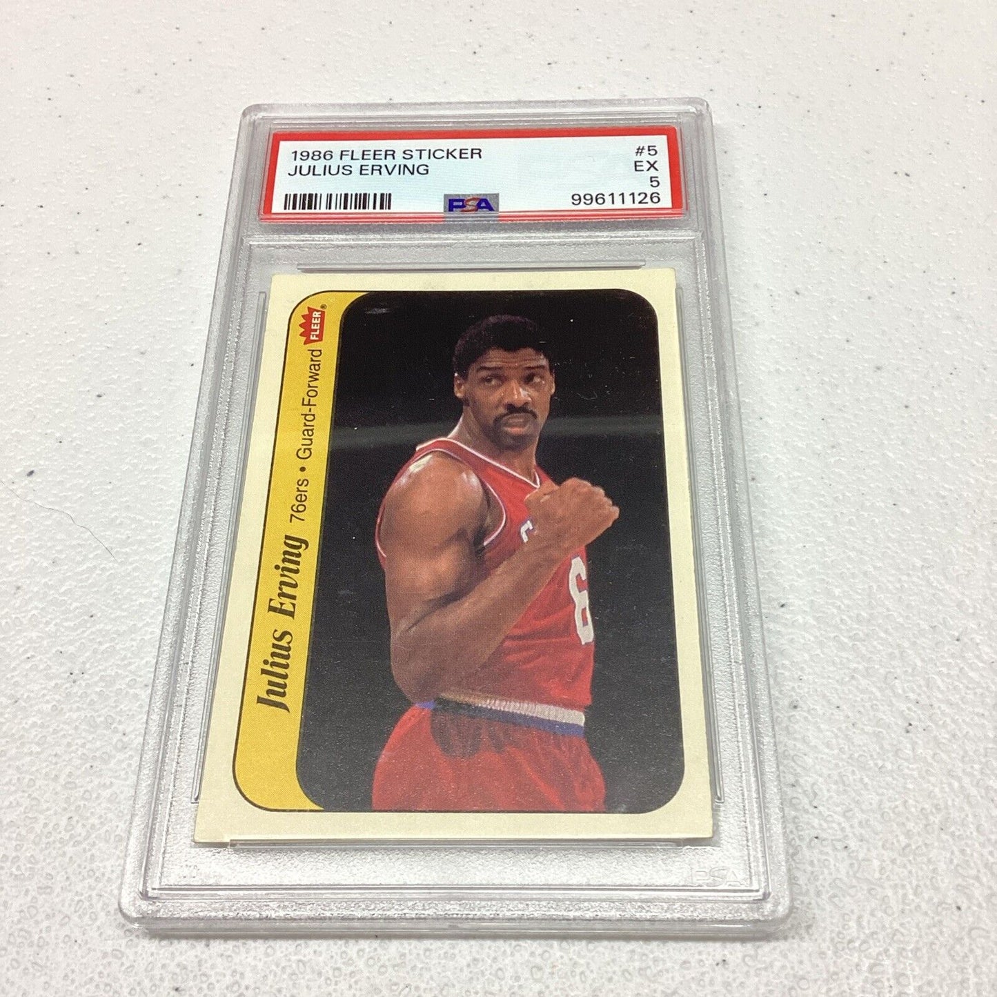 1986 Fleer Sticker #5 Julius Erving PSA Grade Ex  5