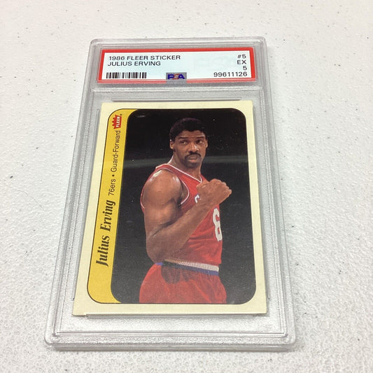 1986 Fleer Sticker #5 Julius Erving PSA Grade Ex  5