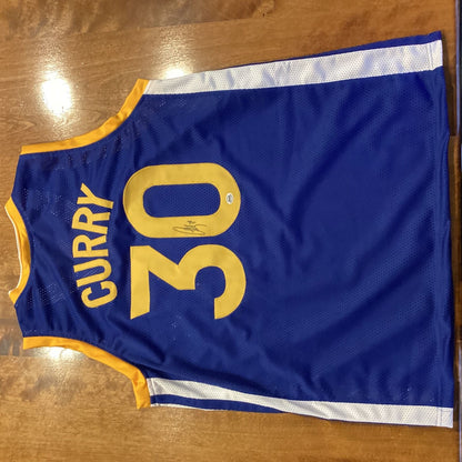 Stephen Curry Signed Golden State Warriors Blue Jersey Autographed NBA