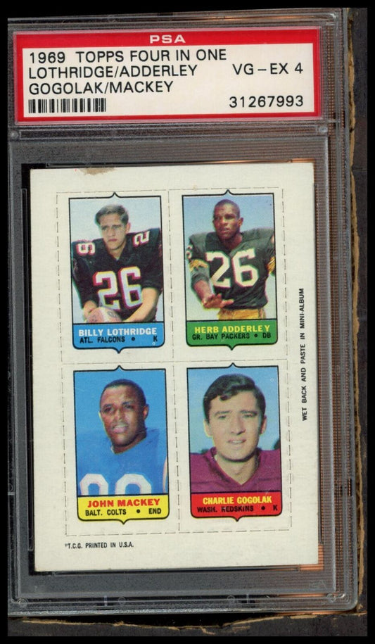 1969 Topps Four In One Lothridge/Adderley Mackey/Gogolak PSA 4