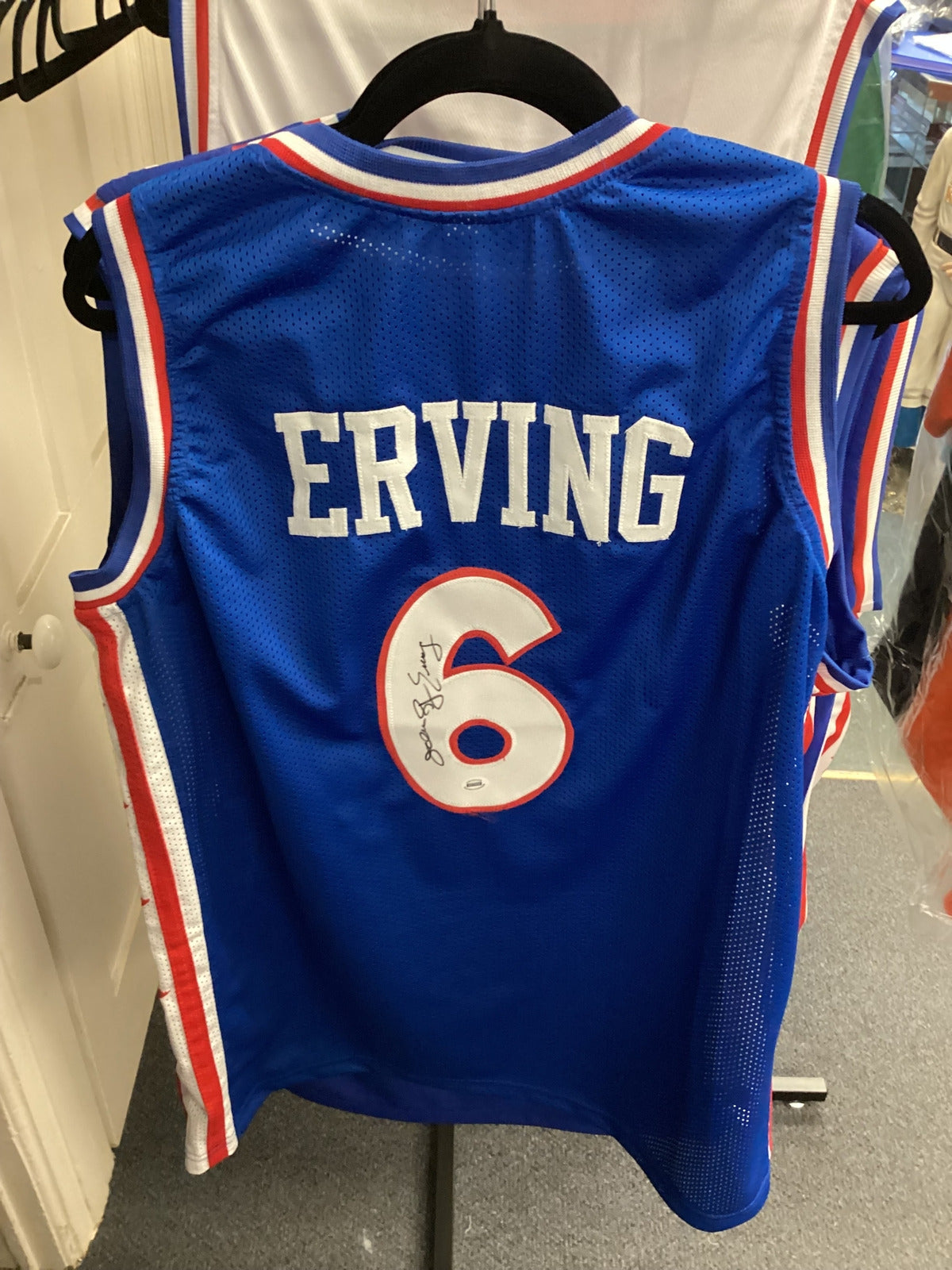 Julius Erving #6 Philadelphia 76ers Signed Blue Jersey