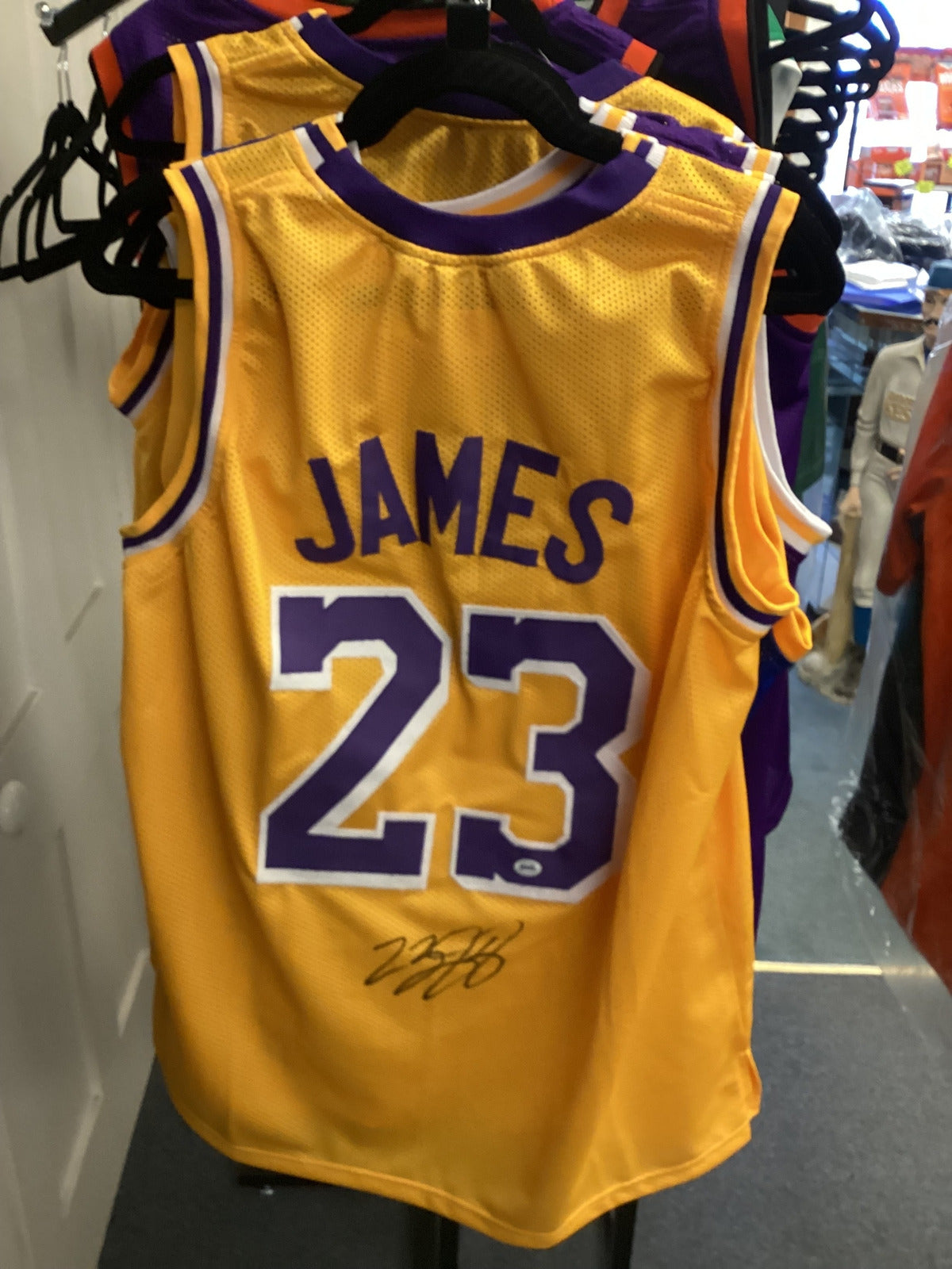 LeBron James #23 Los Angeles Lakers Signed Yellow Jersey