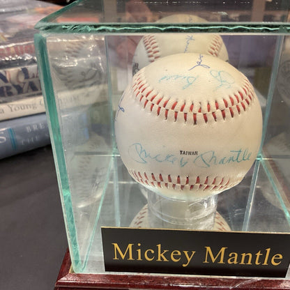 Autographed New York Yankee Baseball Mickey Mantle W/HOF Signed Players JSA COA