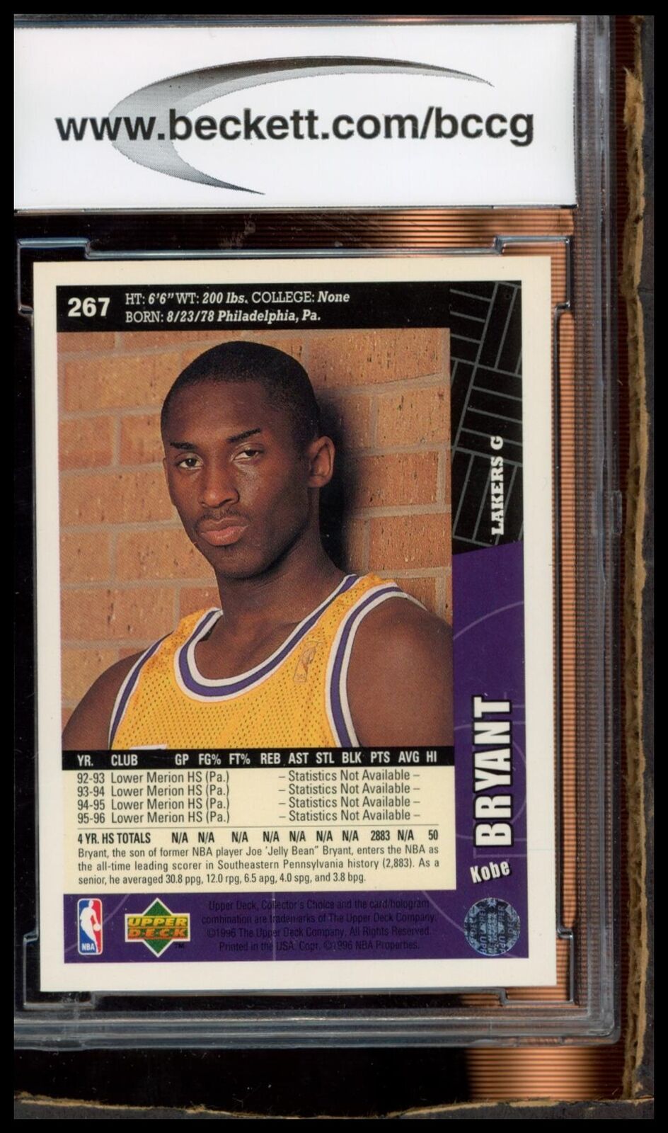 1996-97 Collector's Choice Los Angeles Lakers #LA2 Kobe Bryant BCCG 9