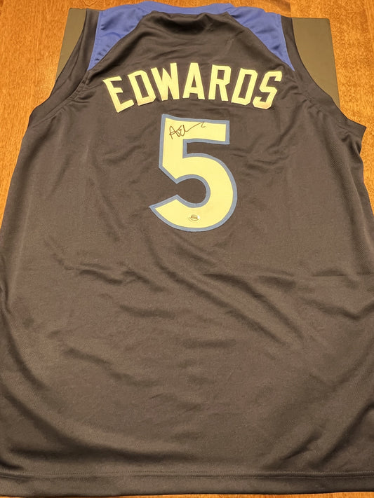 Anthony Edwards Signed Minnesota Timberwolves Black Jersey with COA