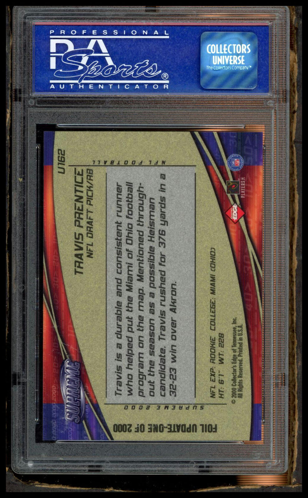 2000 Collector'S Edge Supreme #U162 Travis Prentice Rookie Update PSA 9