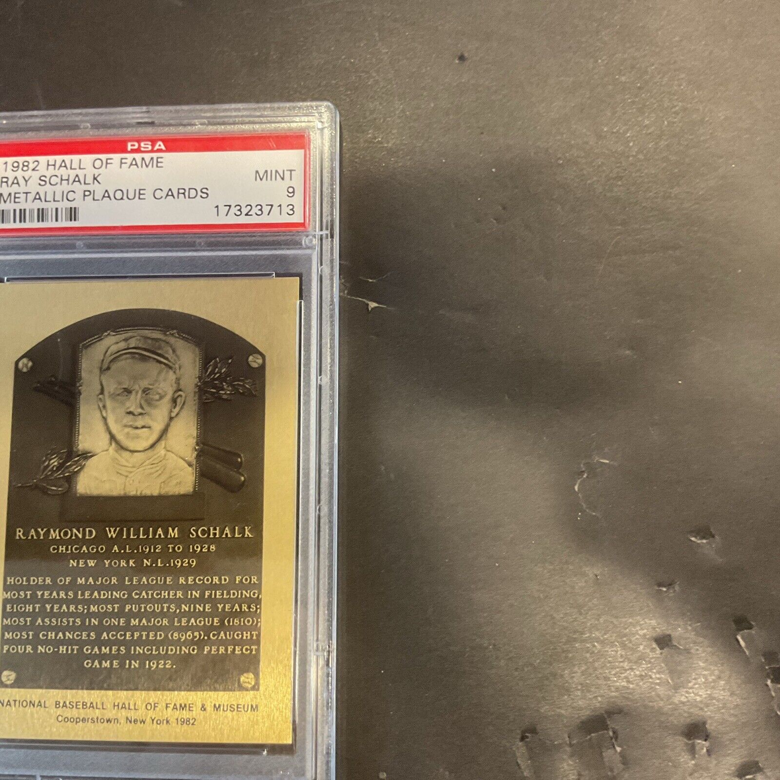 1982 Hall of Fame Ray Schalk  metallic Plaque Card PSA 9