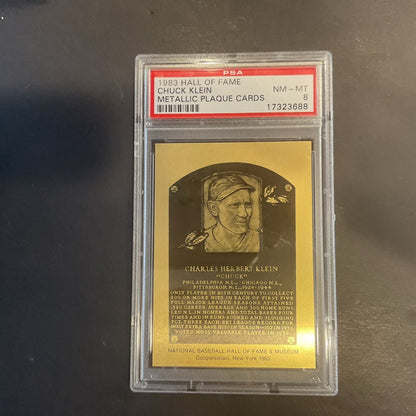 1983 Chuck Klein Hall Of Fame Metallic Plaque Card PSA 8 