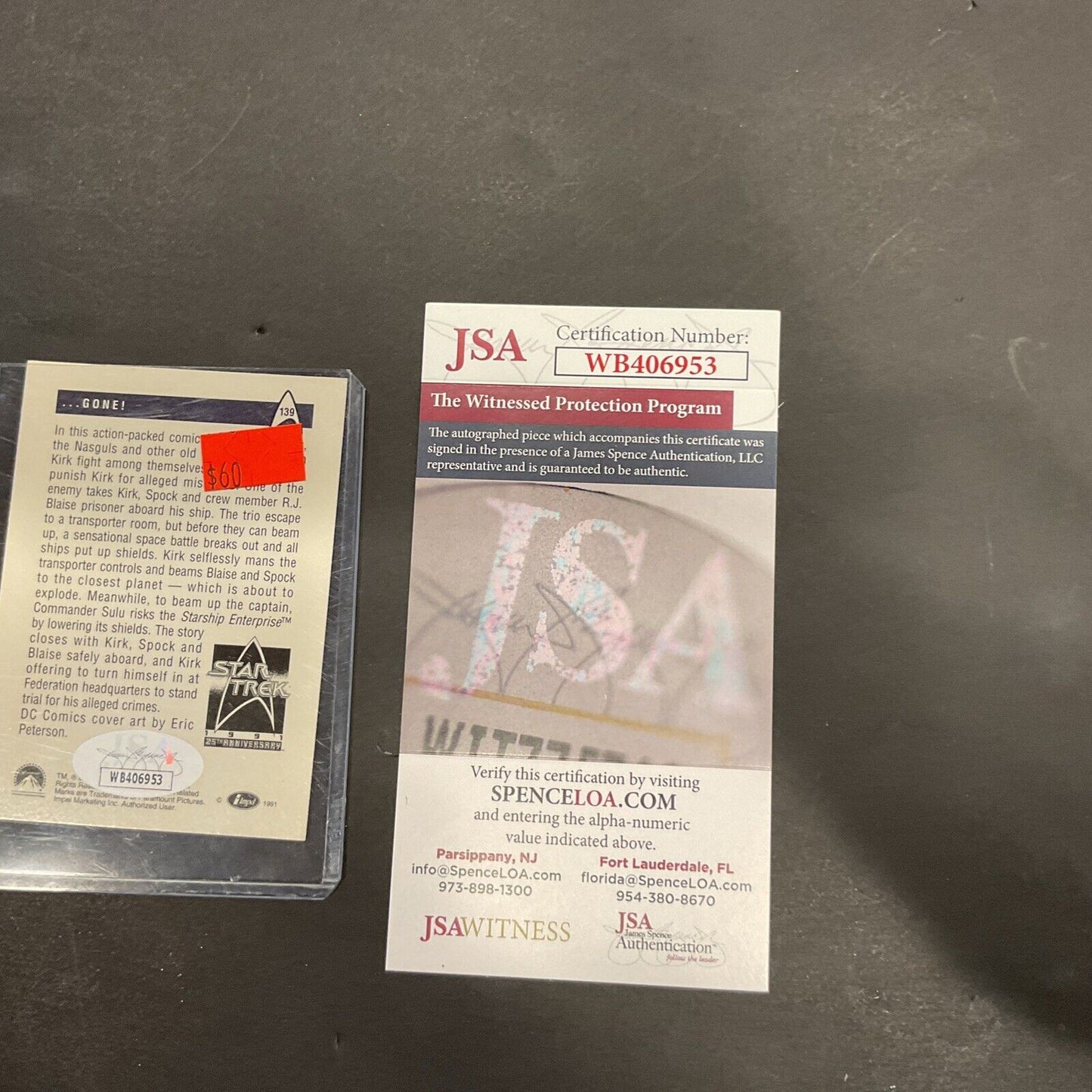 Star Trek trading card 139 autographed William Shatner JSA COA