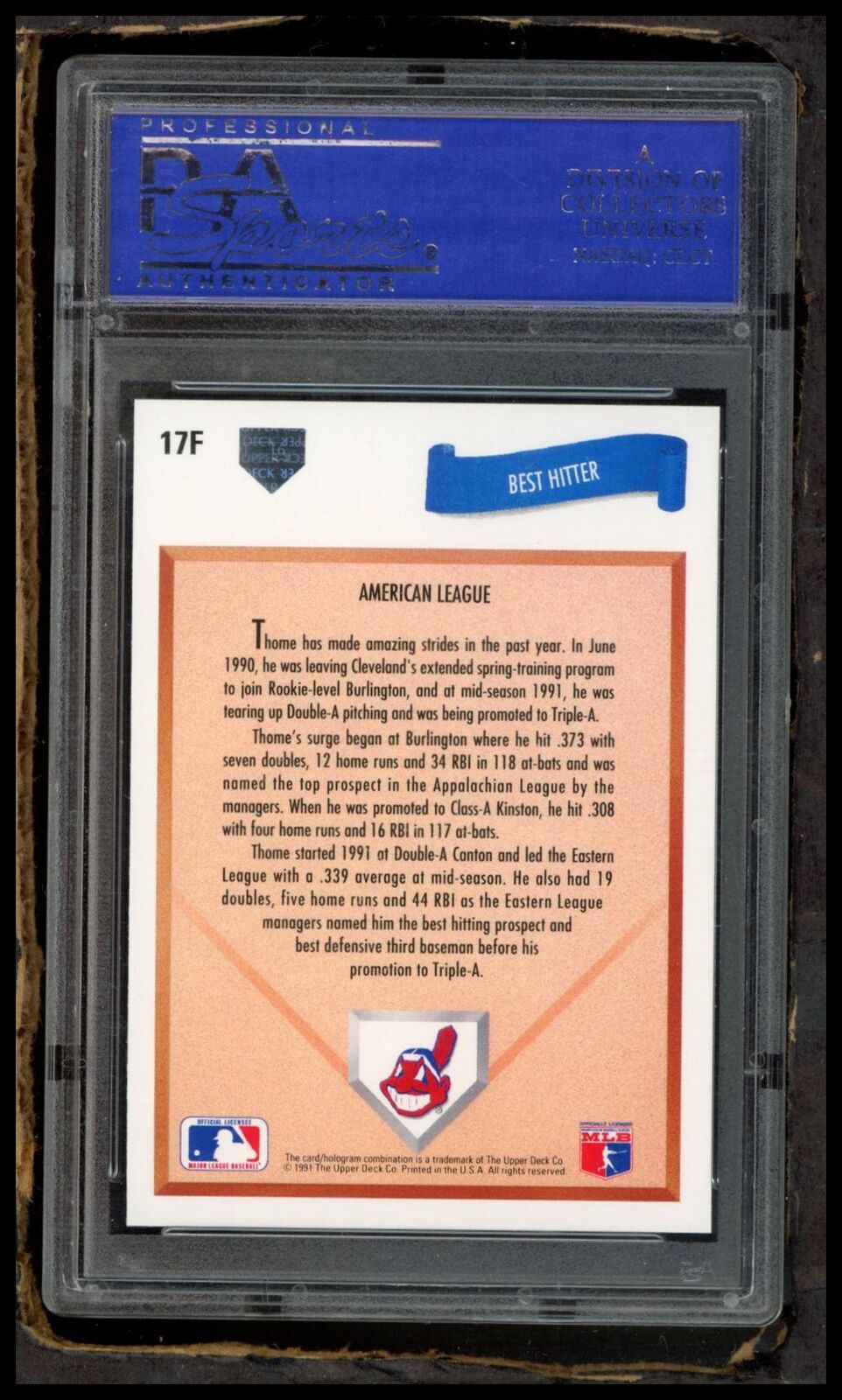 1991 Upper Deck Final Edition #17F Jim Thome PSA 10