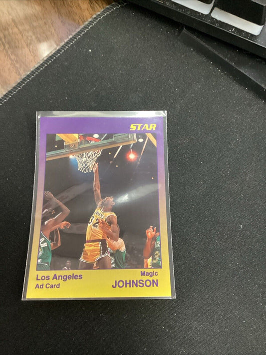 Magic Johnson Star Company 1990-91 Yellow And Purple Ad Card