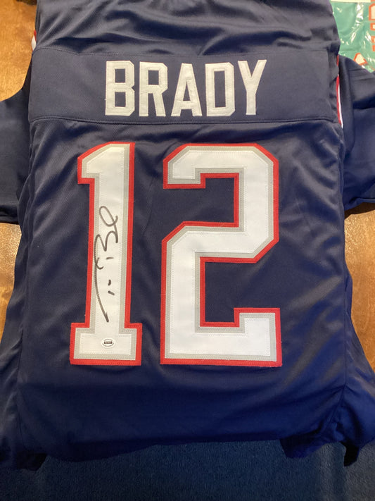 Tom Brady Signed New England Patriots Navy Blue Jersey Autographed NFL