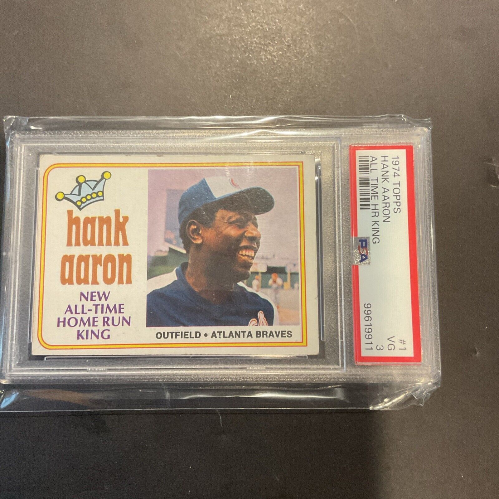 1974 Topps # 1 Hank Aaron “all-time home run king” PSA 3