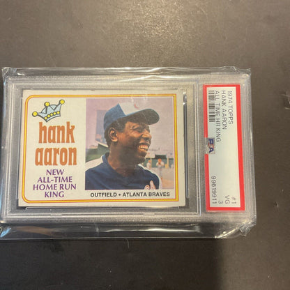 1974 Topps # 1 Hank Aaron “all-time home run king” PSA 3
