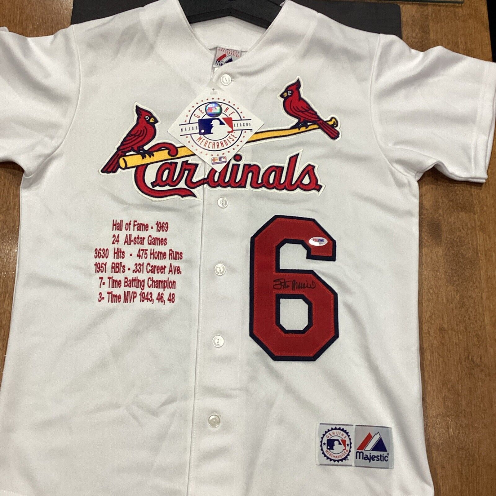 Stan Musial Signed Heavily STATS St. Louis Cardinals Jersey PSA DNA