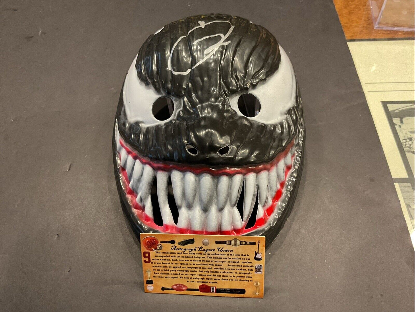 Tom Hardy Signed Venom Plastic Mask Autograph Expert Union COA Marvel