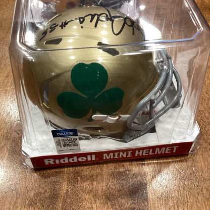Bob Golic JSA Certified Signed Notre Dame Mini Helmet