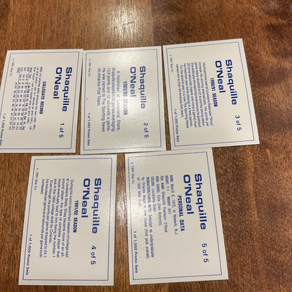 1991 Star Company Shaquille O’neal 1 Through 5 