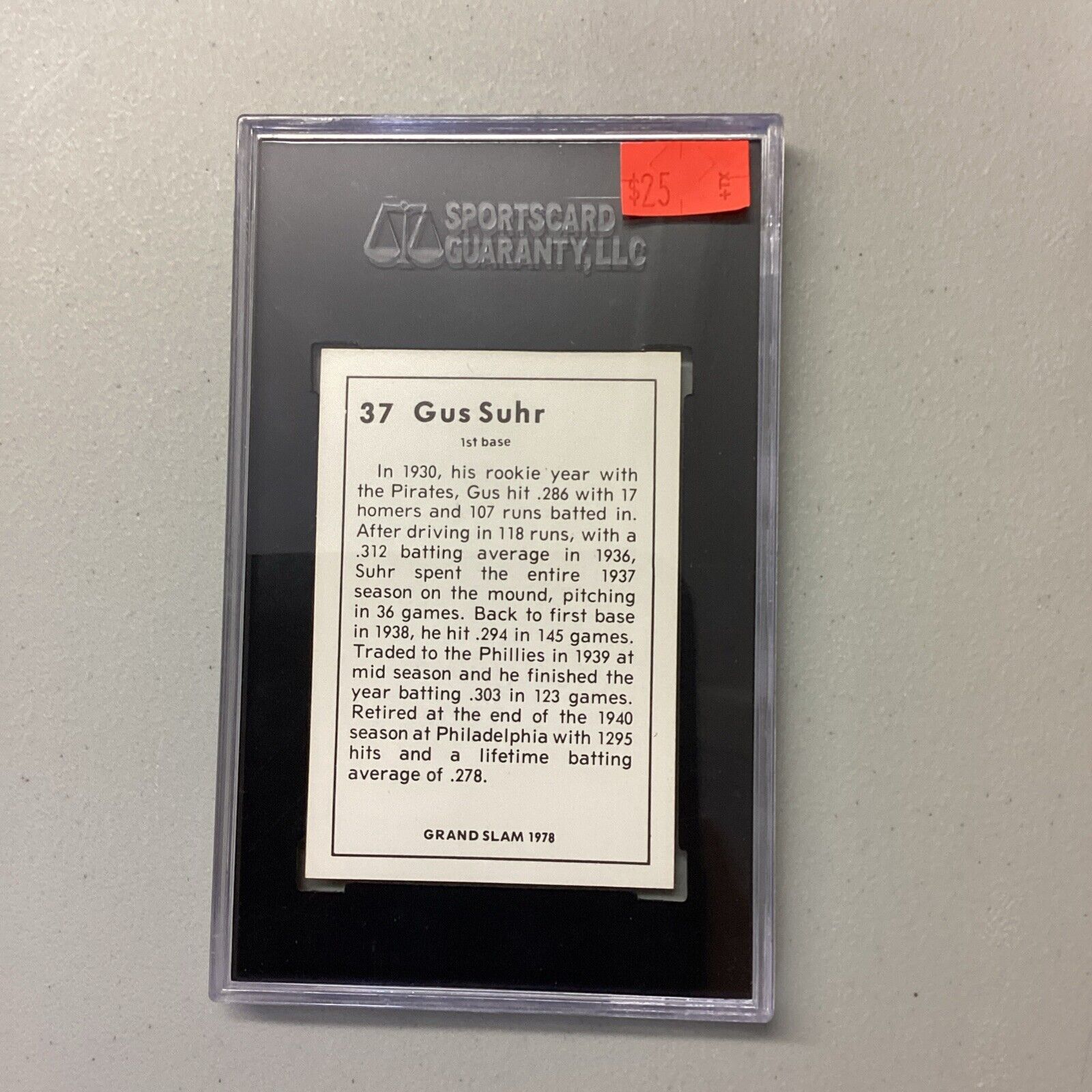 1978 Grand Slam #37 Gus Suhr SCG Authentic