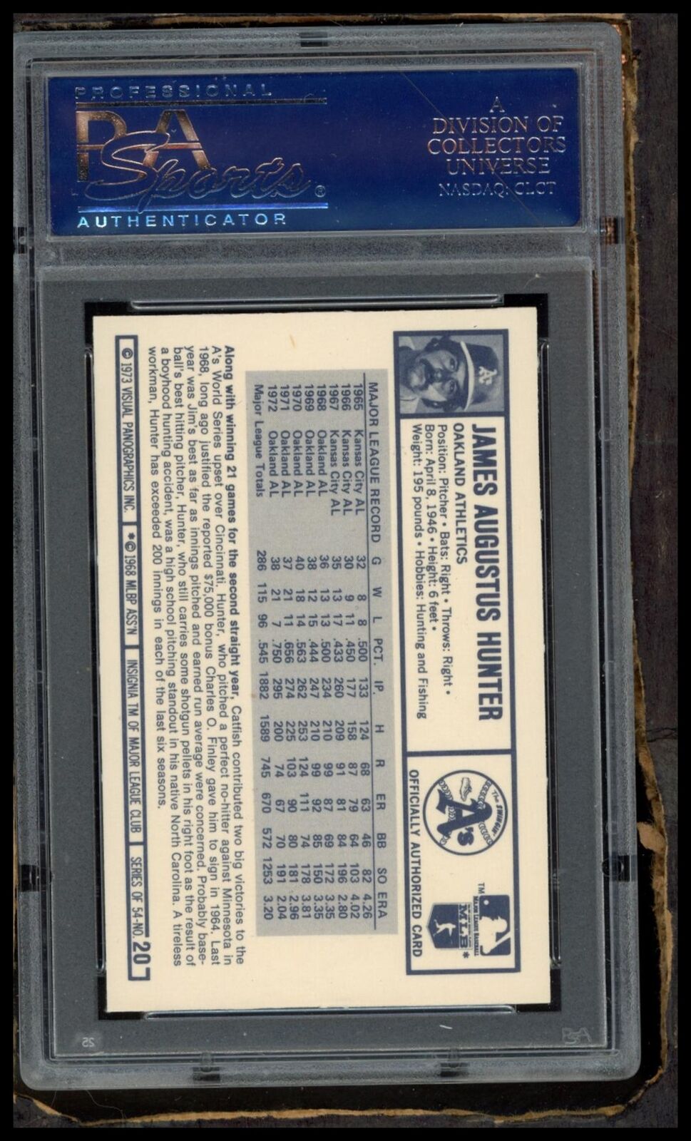 1973 Kellogg'S #20 Catfish Hunter PSA 6