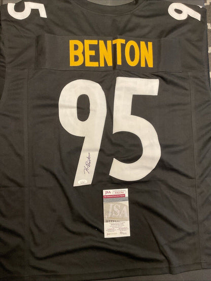 PITTSBURGH STEELERS KEEANU BENTON SIGNED CUSTOM BLACK JERSEY JSA