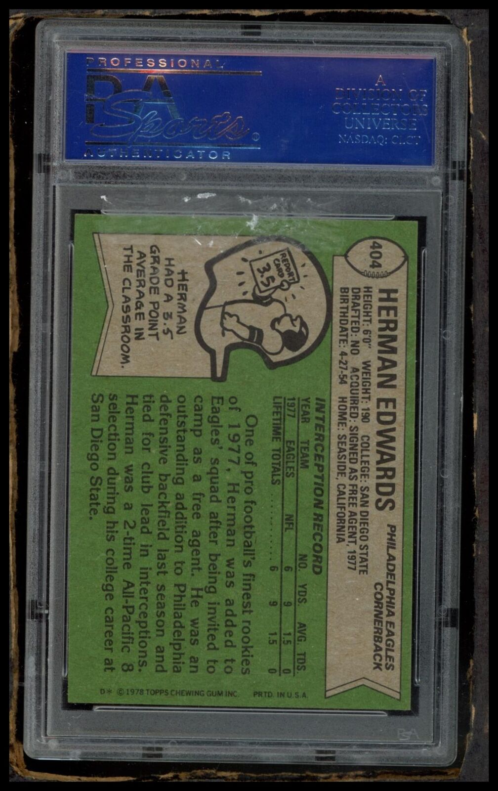 1978 Topps #404 Herman Edwards PSA 9