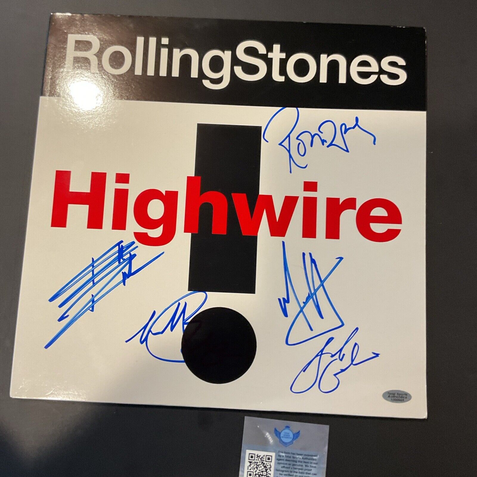The Rolling Stones- Record album Highwire signed by all 5 members W COA