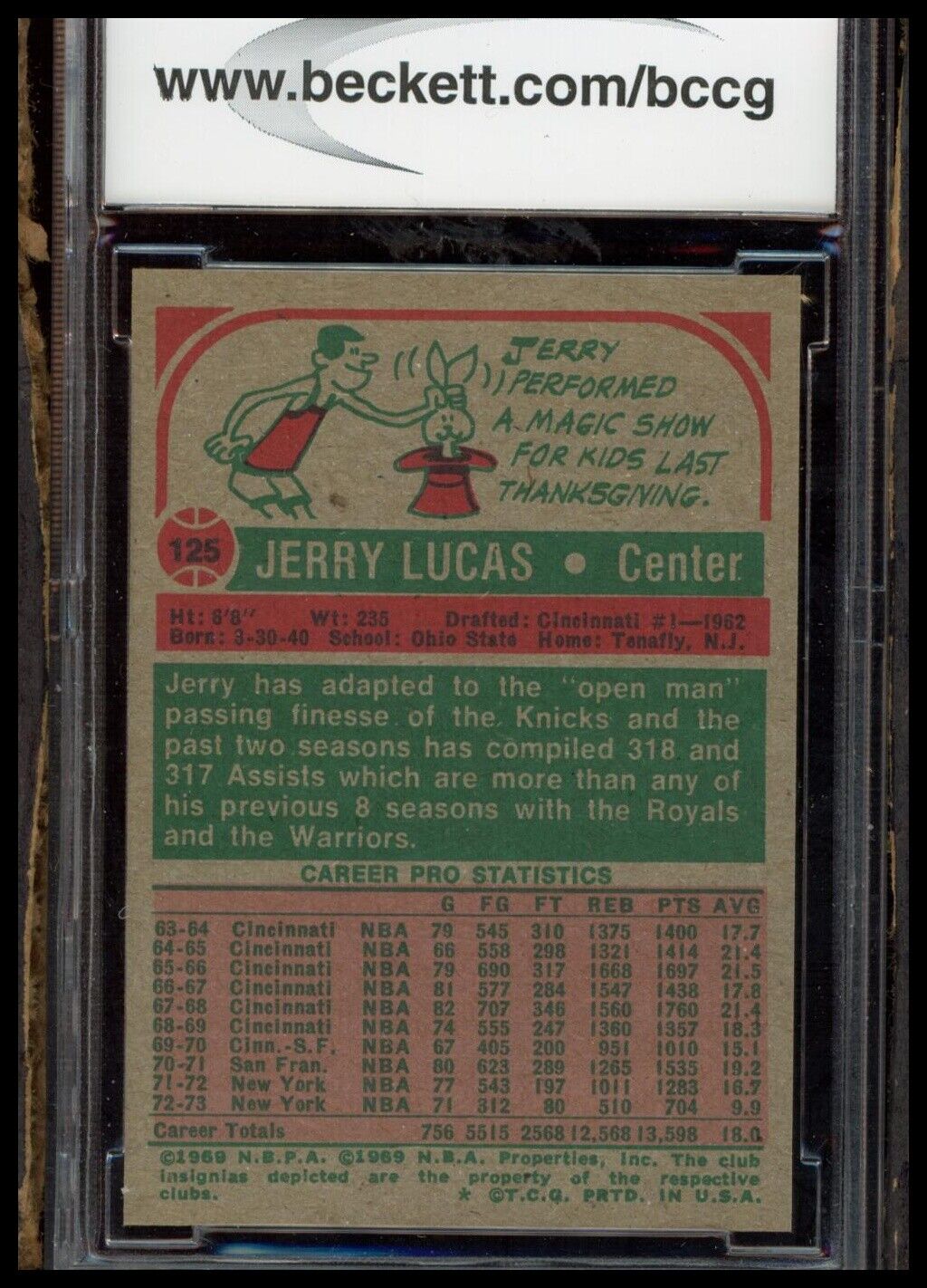 1973-74 Topps #125 Jerry Lucas BCCG 10