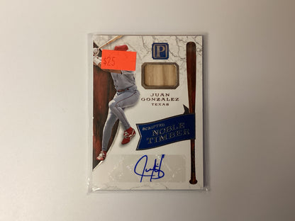 Panini, Juan Gonzalez game used material and autographed card