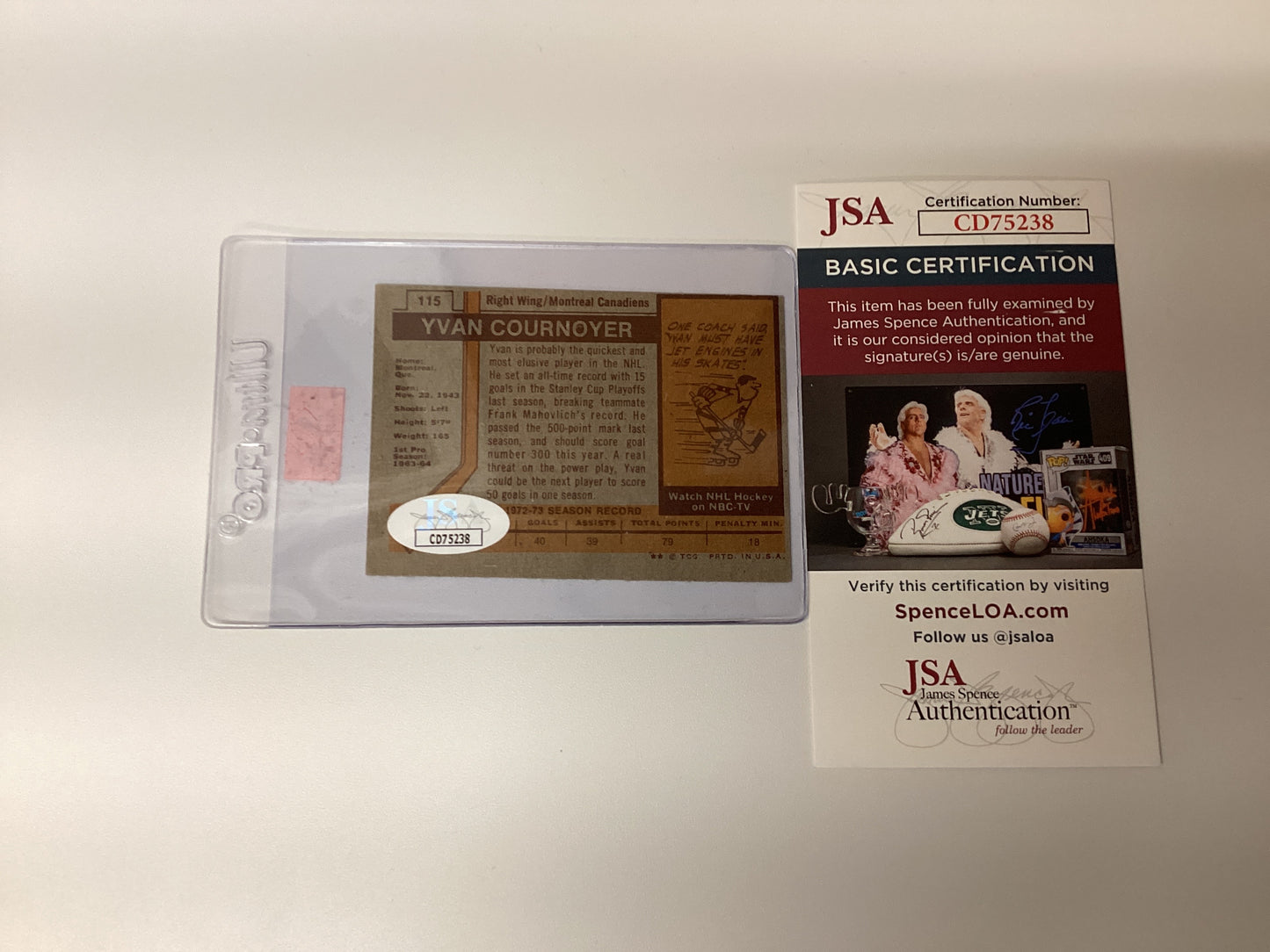 Yvan Cournoyer Canadiens Signed Card With JSA COA