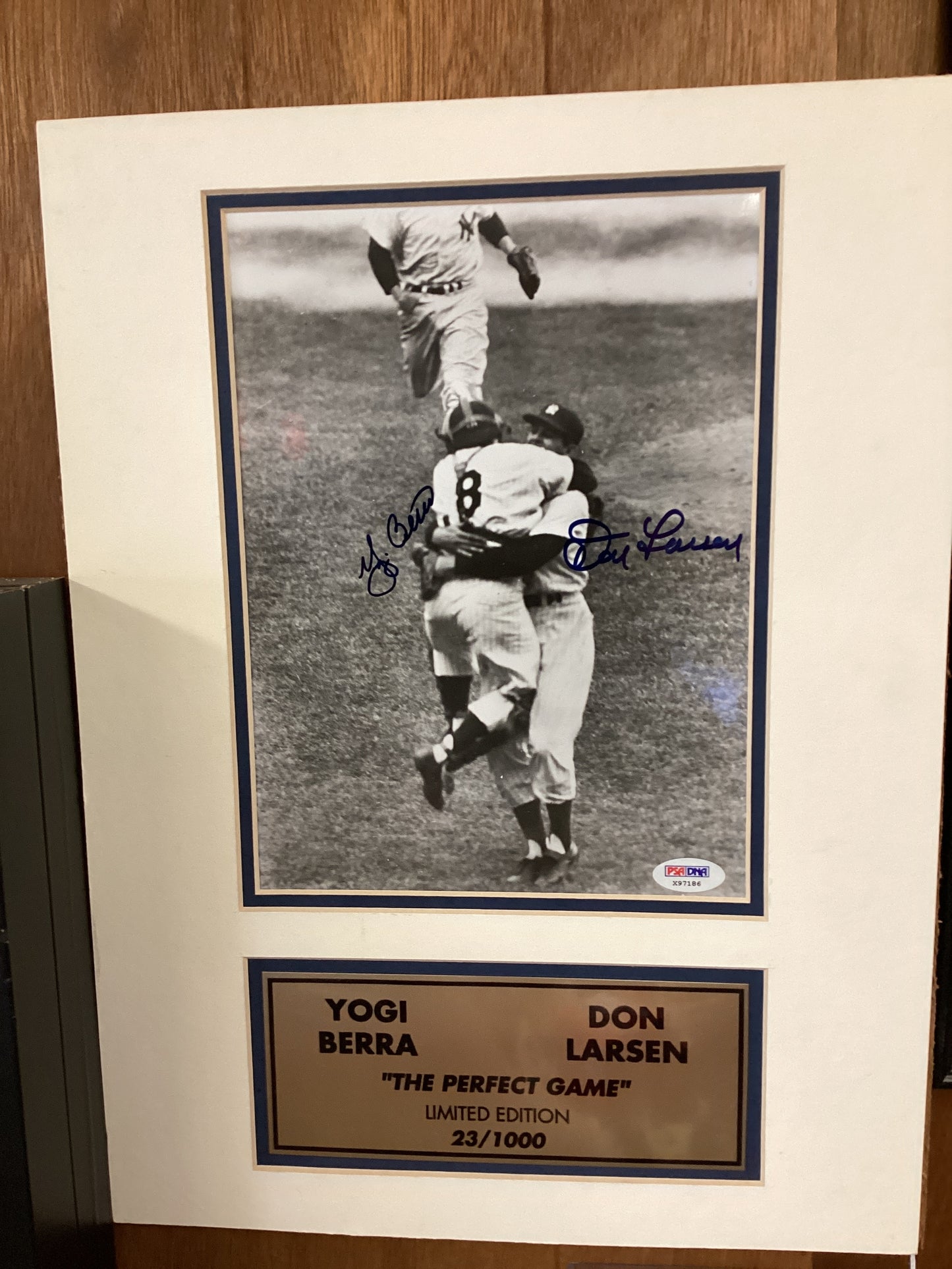 Yogi Berra and Dan Larson Signed “The Perfect Game” photo