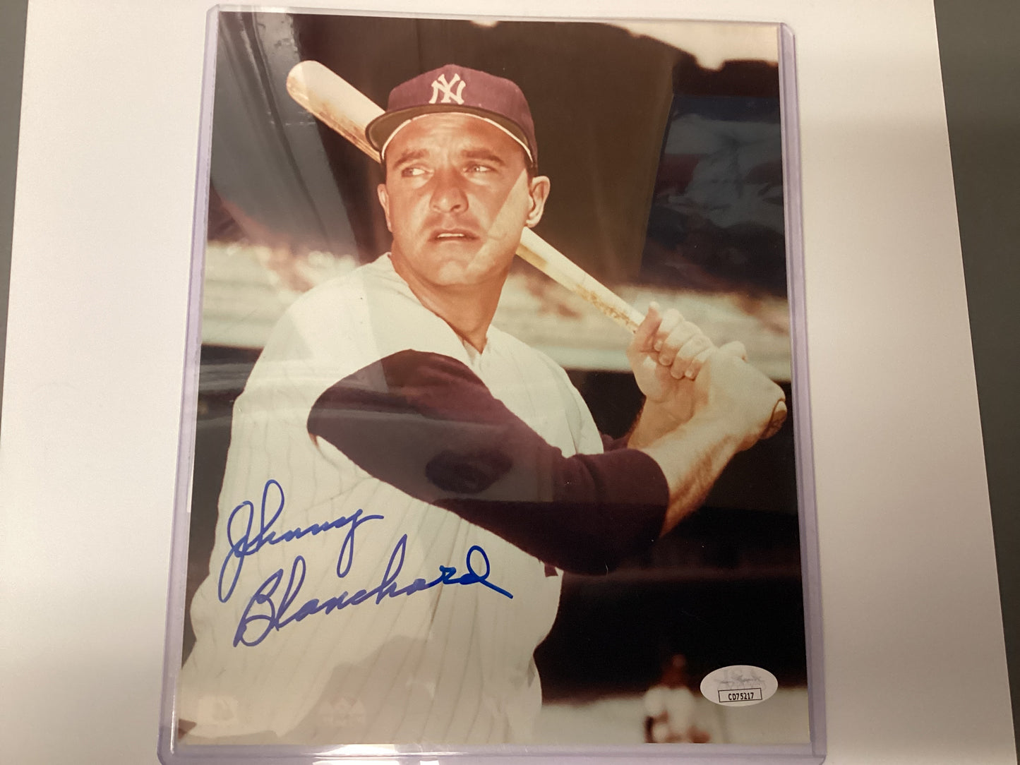 Johnny Blanchard signed 8 x 10 photo with JSA COA