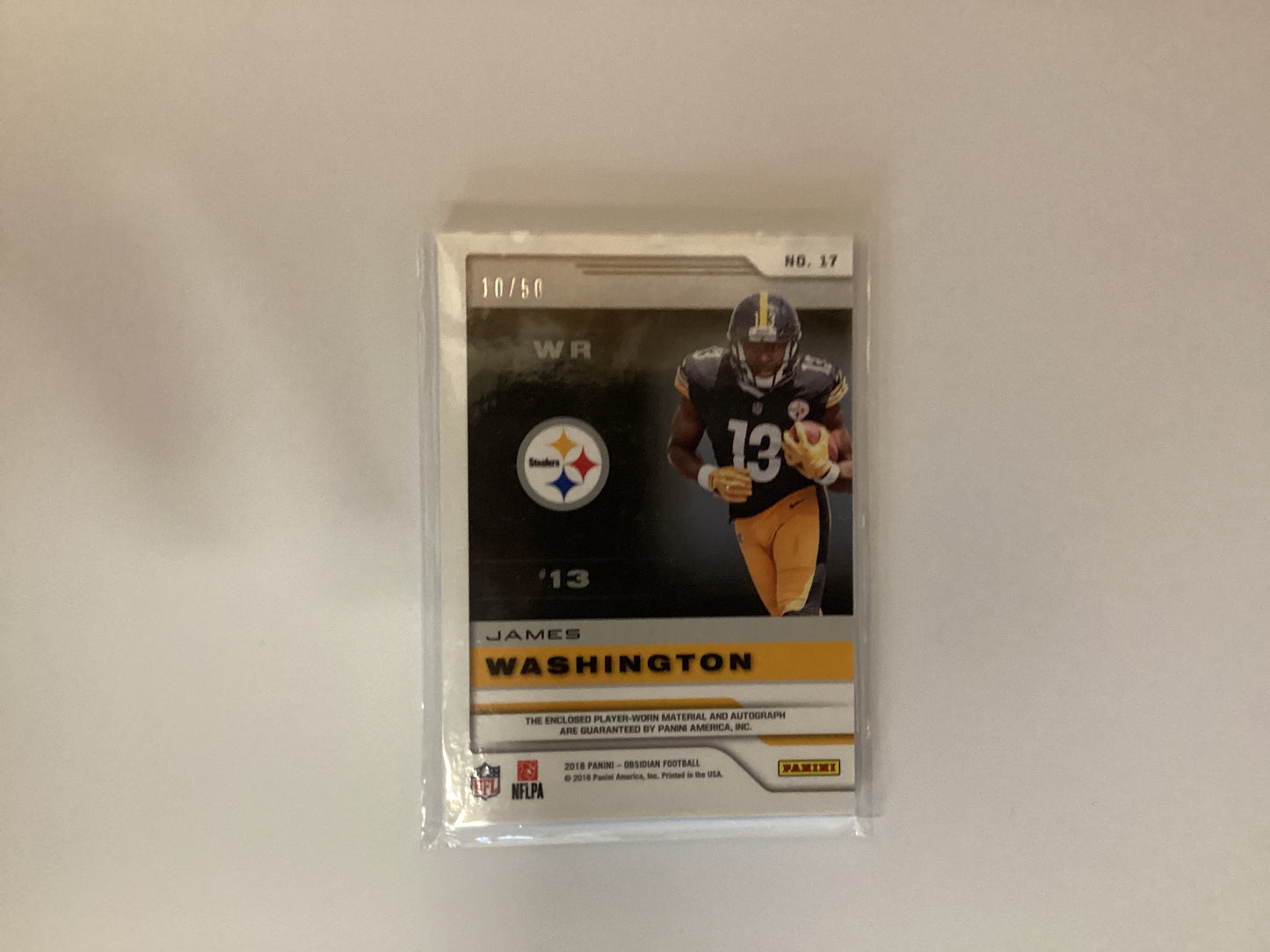 James Washington, Pittsburgh Steelers, signature and player worn material card