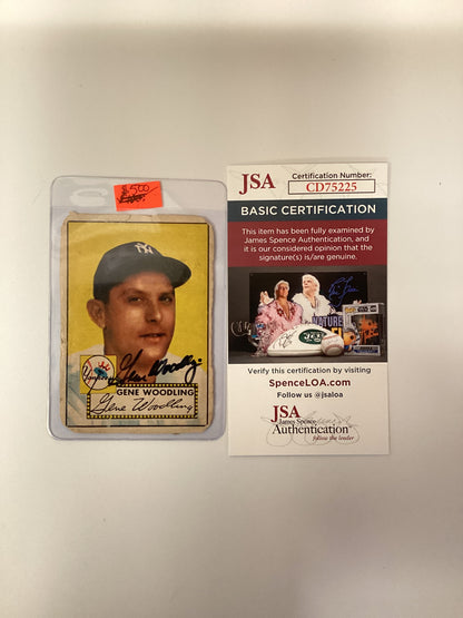 Gene Woodling Yankees signed card JSA COA