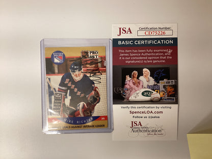 NHL Pro Set Mike Richter Signed Card With JSA COA