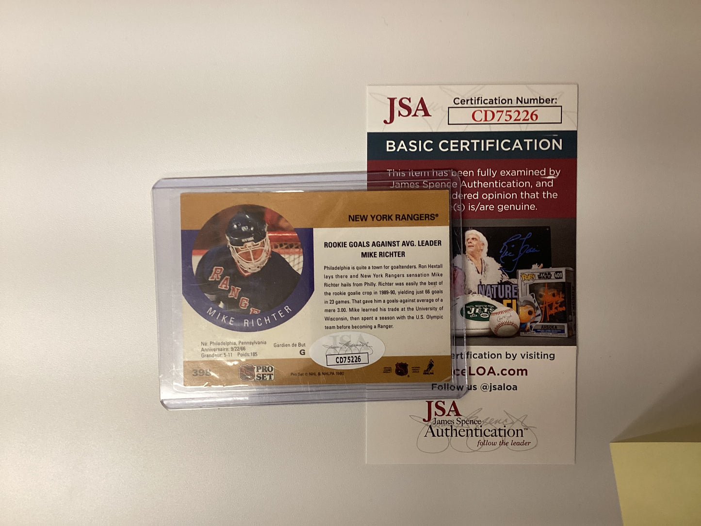 NHL Pro Set Mike Richter Signed Card With JSA COA