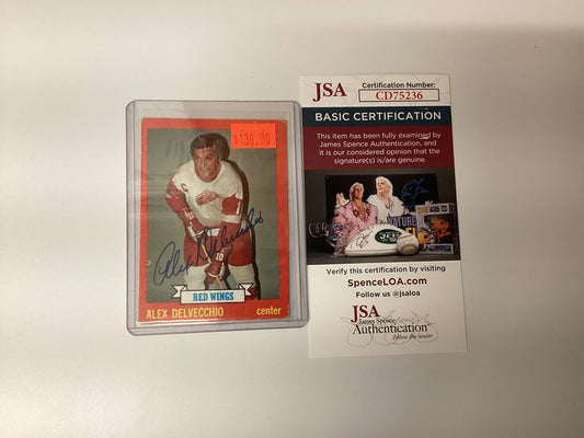 Signed Alex Delvecchio card, Detroit Red Wings JSA COA