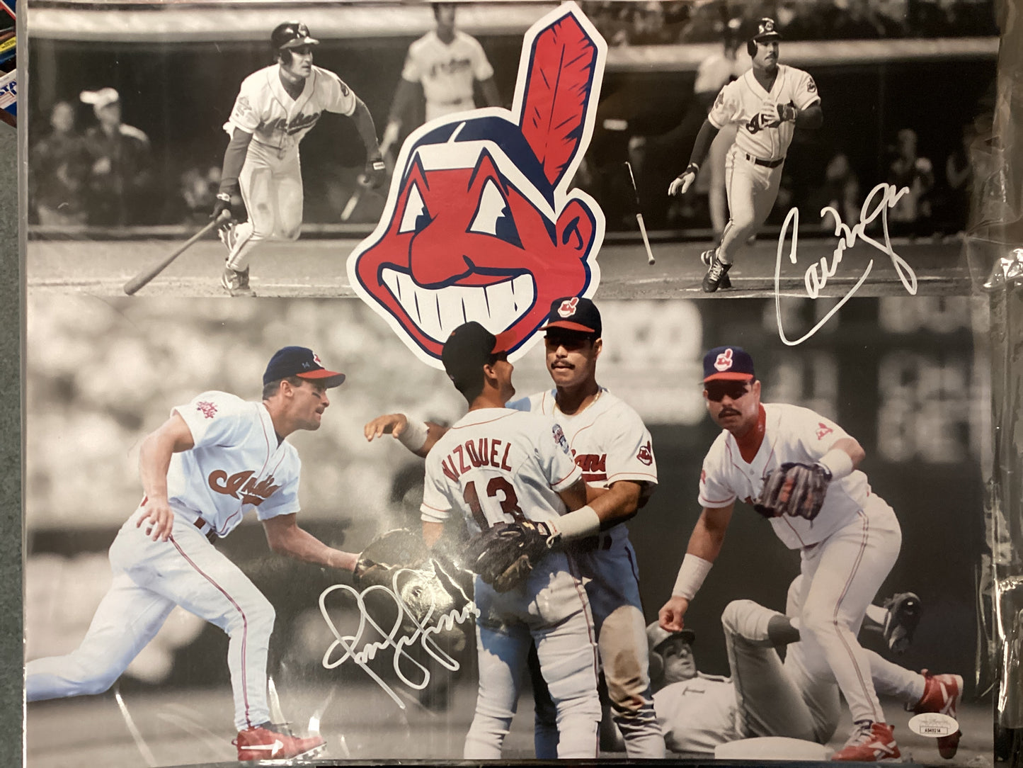 Carlos Baerga & Omar Vizquel signed 16 x 20 photo with JSA COA