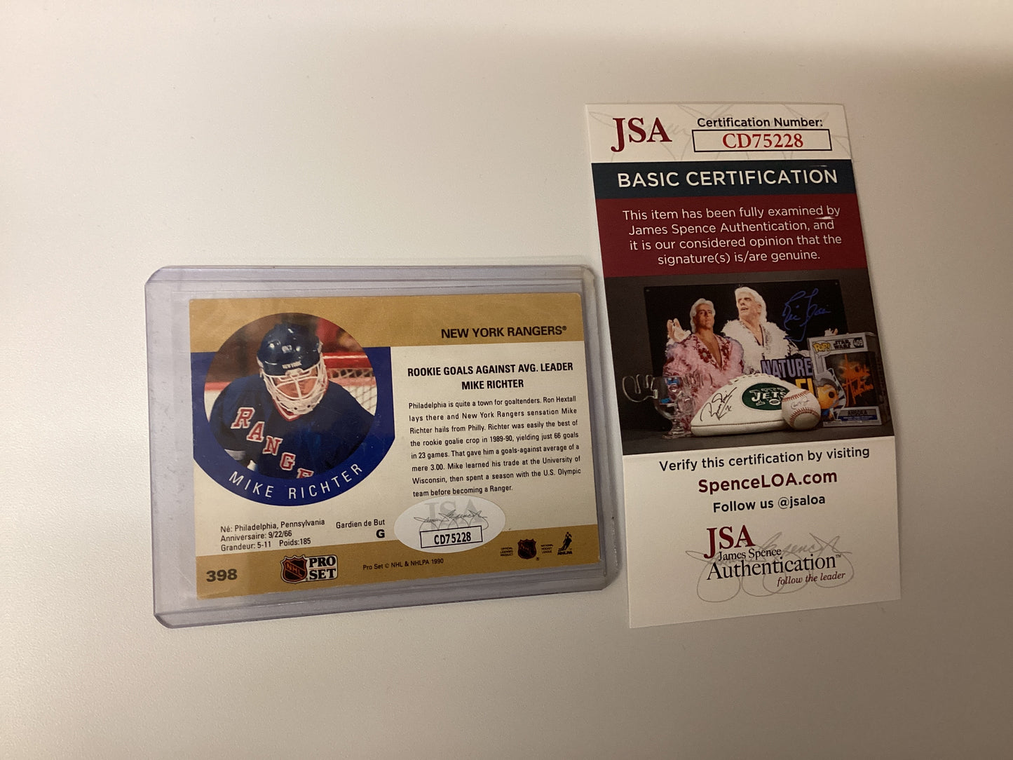 Mike Richter Signed NHL Pro Set Card With JSA COA