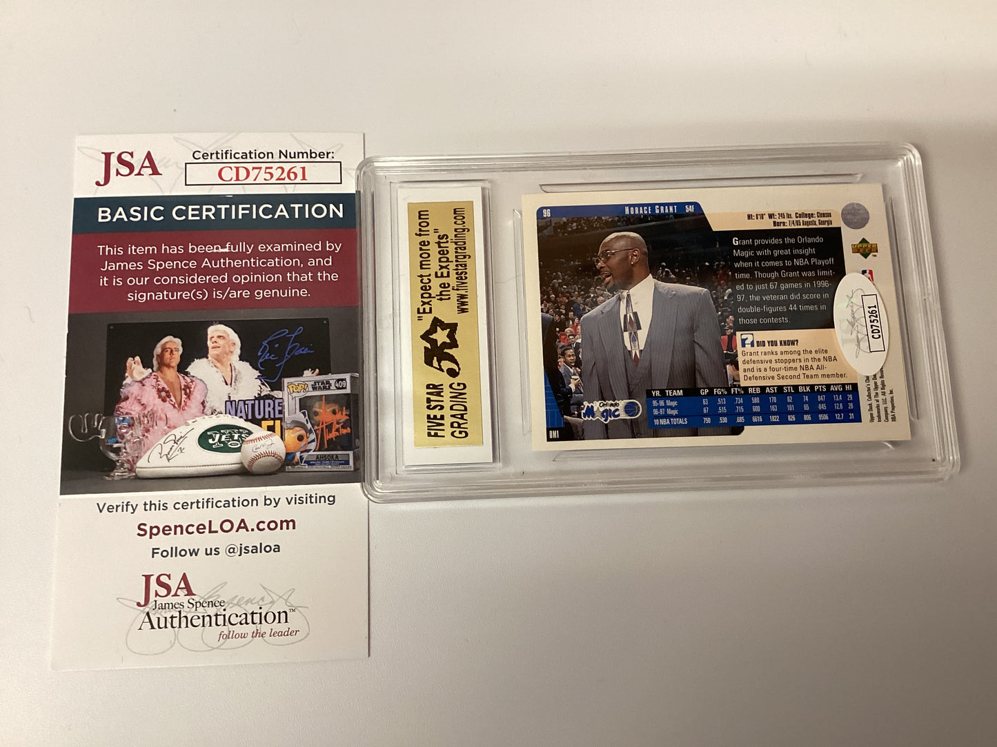 Horace Grant signed 1997 Collectors Choice 5-Star Certified with JSA COA