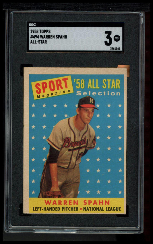 1958 Topps 3#494 Warren Spahn SGC