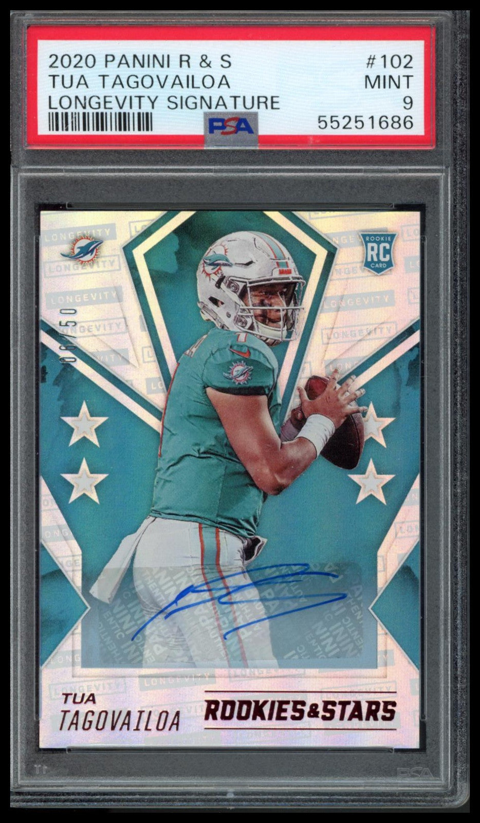 R & S #102 Tua Tagovailoa Longevity Signature PSA 9