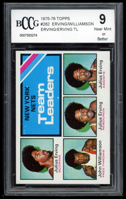 1975-76 Topps #282 New York Nets Team Leaders (Erving / Williamson) SGC 9