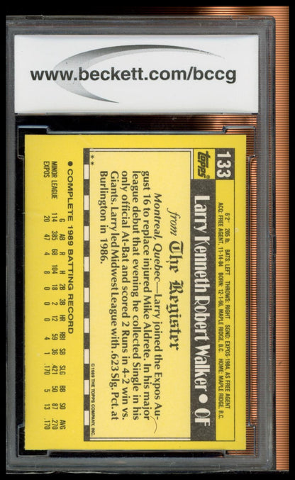 1990 Topps Major League Debut 1989 #133 Larry Walker BCCG 10