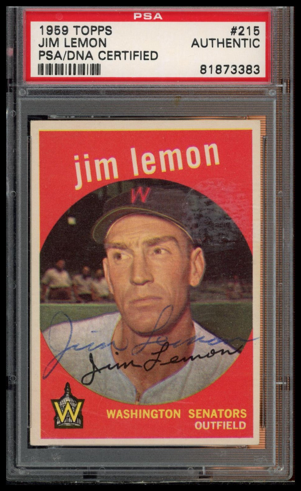 1959 Topps #215 Jim Lemon White/lighter back PSA 0