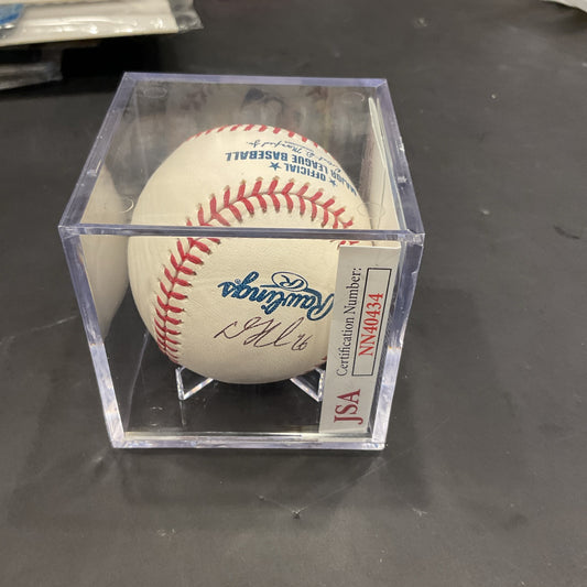 DJ Lemahieu Autographed Baseball JSA authentication In Case