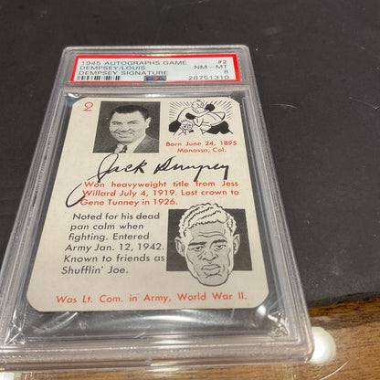 1945 Autographs Game Dempsey /Louis Dempsey Signature #2 PSA 8