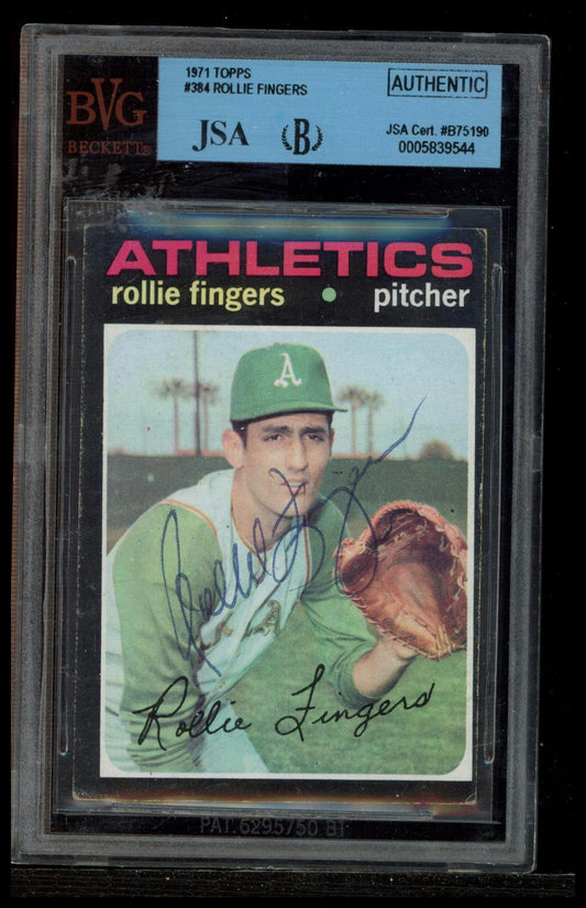 1971 Topps #384 Rollie Fingers BVG Authentic