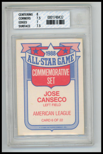 1989 Topps #12 Jose Canseco 1989 All-Star Set Collector's Edition  BGS 7.5
