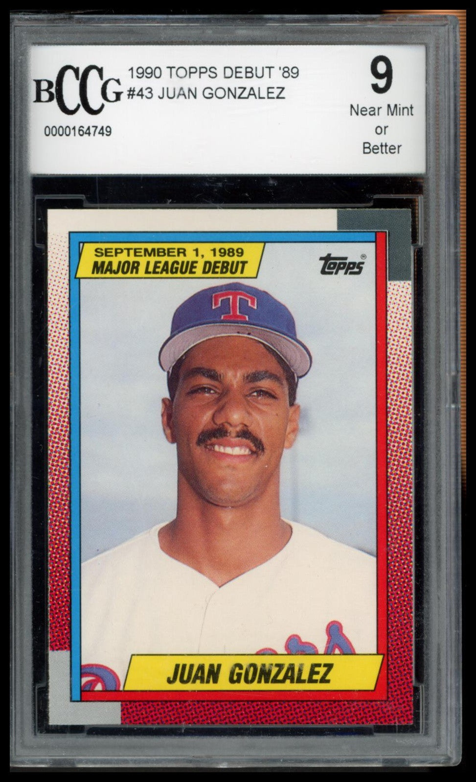 1990 Topps Major League Debut 1989 #43 Juan Gonzalez BCCG 9